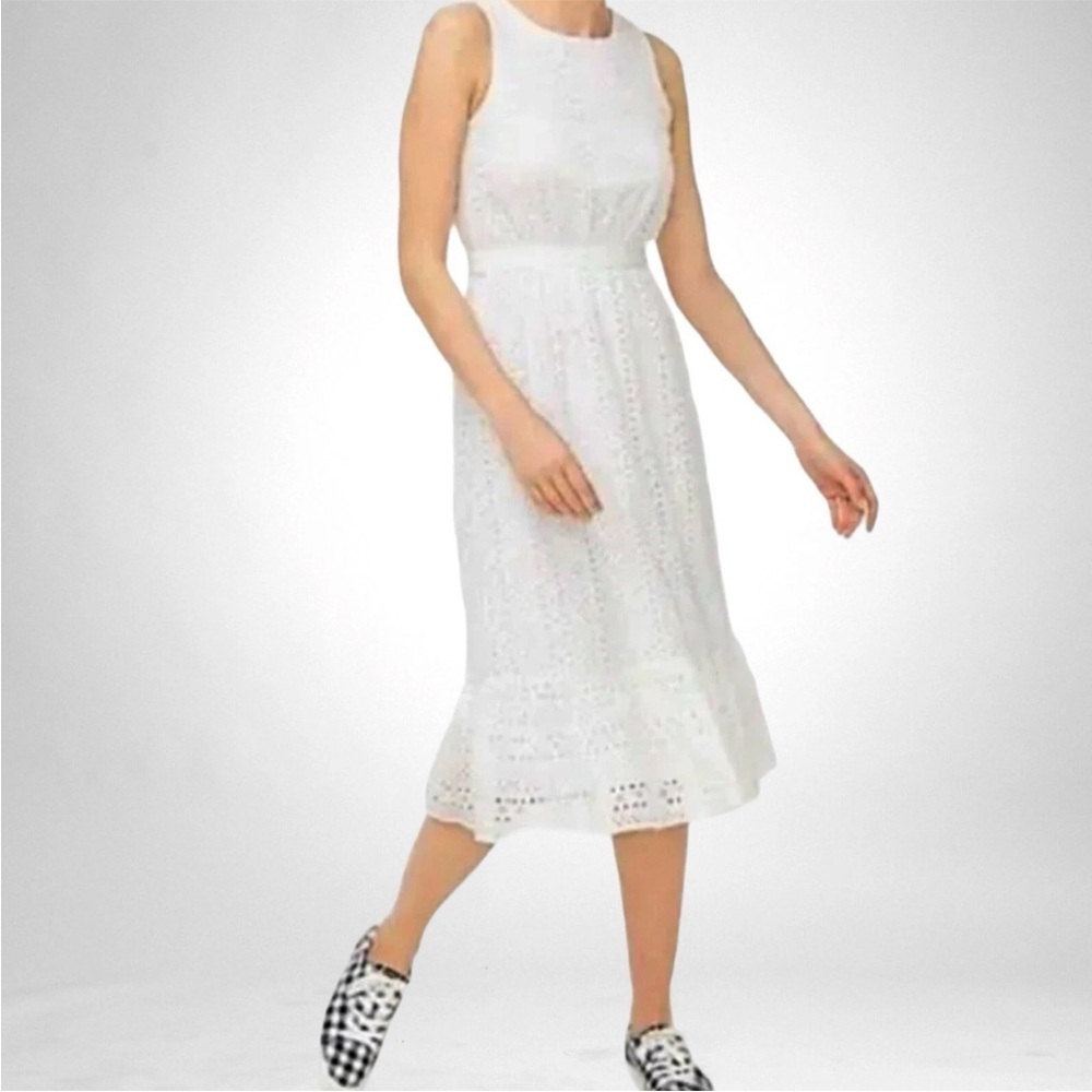 J. Crew White Eyelet Midi Dress. Size 2
